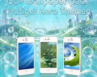 50+ Frutiger Aero Phone Wallpapers, Y2K iPhone Backgrounds, Digital Download, Retro Windows Vista Aesthetic, Glossy Lock Screen Pack