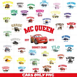 Lightning McQueen PNG, Cars Movie Clipart, Racing Cars Bundle, Cars Characters PNG, Birthday Cars Design, McQueen Digital Download