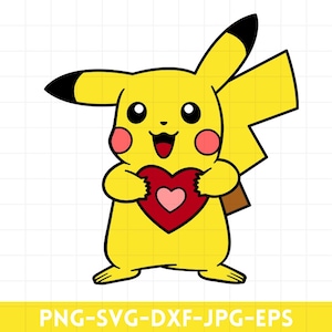 Pikachu SVG, Pokemon svg, High quality layered files, svg files for cricut, clip art, vector files, cartoon characters, Velentine's Day Love