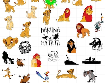 Lion King SVG Bundle, Simba Nala Clipart, Hakuna Matata PNG, DXF, eps, pdf, Cicut Cut Files, Digital Download for Sublimation