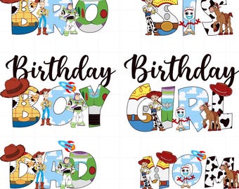 Toy Story Family Birthday SVG Digital Paper, Toy Story Clipart, Toy Story PNG Instant Download, Toy Story 4 Buzz Woody Printable