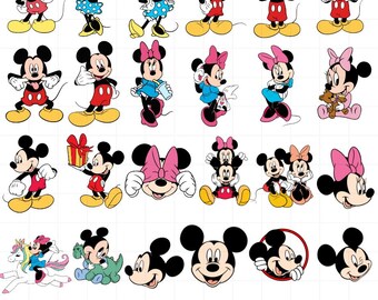 Mickey and Minnie SVG Bundle, Disney Mouse Clipart, Cute Couple PNG, Birthday Mouse Design, Mickey Minnie Cricut File, Digital Art