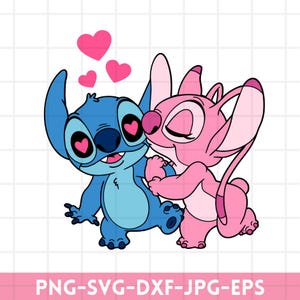 Stitch & Angel SVG Bundle, Stitch couple svg, stitch love svg, angel svg, stitch angel svg, stitch svg, Valentines Day SVG, PNG
