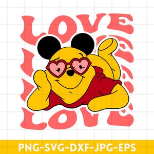 Winnie the Pooh Cupid Svg, Love Svg, Valentine&#39;s Day Svg, Kawaii Svg, Cricut, Silhoutte Vector Cut File