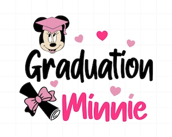 Graduation Minnie Mouse SVG, Cute Gradute Mouse Clipart, Png EPS Dxf Digital File for Cricut, Sublimation
