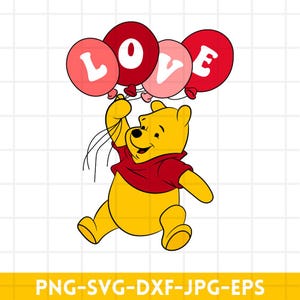Winnie the Pooh Cupid Svg, Love Svg, Valentine&#39;s Day Svg, Kawaii Svg, Cricut, Silhoutte Vector Cut File