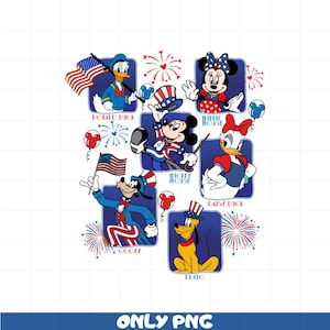 Disney 4th of Randy USA Flagge Clipart Bundle, Mickey Minnie Buntstifter Clipart-Set, Feier zum Unabhängigkeitstag, PNG Dateien