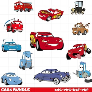 Lightning McQueen Cars Svg Bundle, Mater Tow Truck Svg, Cars Characters Png, Disney Cars Clipart, Cricut Files, Instant Digital
