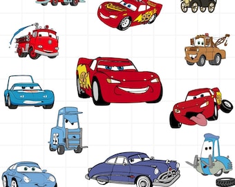 Lightning McQueen Cars Svg Bundle, Mater Tow Truck Svg, Cars Characters Png, Disney Cars Clipart, Cricut Files, Instant Digital