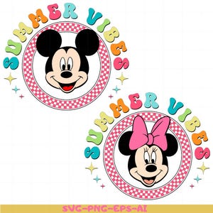 Retro Summer Vibes SVG Bundle, Cute Cartoon Couple Clipart, Printable Sublimation Design, PNG, EPS, Ai Cricut File
