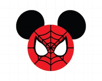 Mickey Spiderman SVG, Mickey Spider Head Clipart PNG, Superhero Cricut Vector Cut File, Mickey Spider Ears Printable Design
