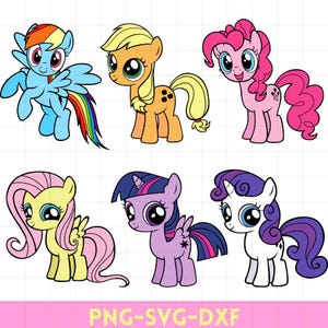 Little Pony Bundle Svg, Cutie Pony Unicorn Svg, Cute Unicorns Svg, Kawaii Svg, Cricut, Silhouette Vector Cut File