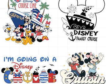 Paquete SVG de crucero de Disney, SVG de viaje familiar, Clipart de crucero de Mickey Mouse, Archivo de corte Cricut de vacaciones, Diseño digital PNG, EPS, DXF
