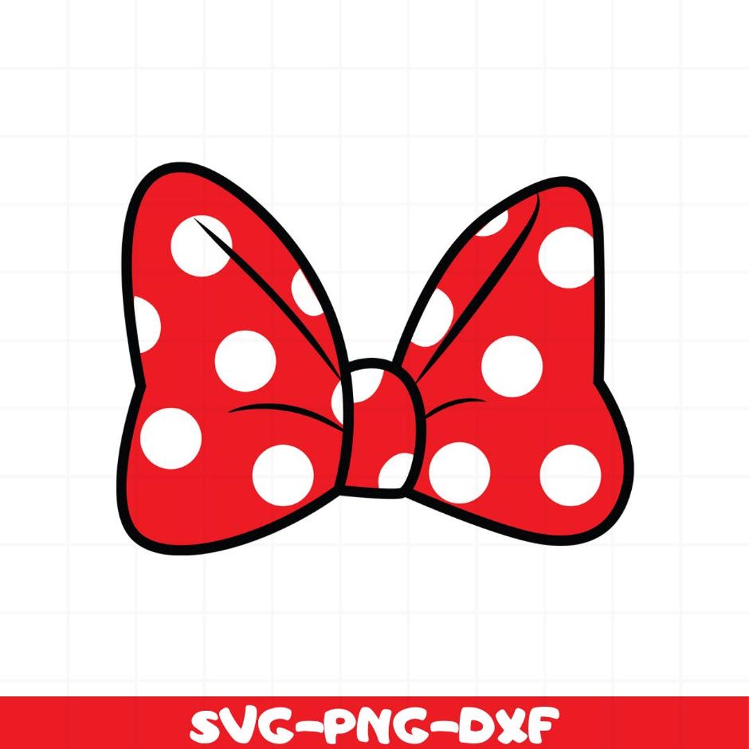 Red Polka Dot Minnie Mouse Bow SVG, Minnie Ears PNG, Polka Dot Bow ...
