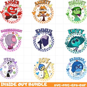 Inside Out 2 SVG, Inside Out 2 Clipart bundle, Inside Out 2 Download, Inside Out PNG, Anger Joy Sadness Embarrassment Anxiety, Envy