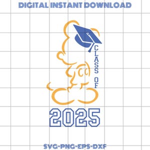 Class of 2025 Graduation PNG, Mickey Outline Grad Cap Design, Senior Sublimation File, Digital Download for Shirt Printing