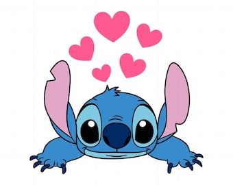 Stitch Svg Png Eps Dxf, Cute Stitch Heart Clipart, Valentine’s Day Stitch Printable File, Digital Love Cartoon Design, Disney Stitch Bundle