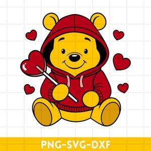 Winnie the Pooh Cupid Svg, Love Svg, Valentine&#39;s Day Svg, Kawaii Svg, Cricut, Silhoutte Vector Cut File