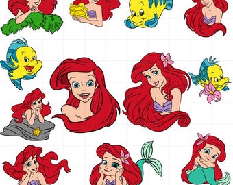 Paquete de imágenes prediseñadas SVG PNG de La Sirenita, Ariel Png, Princesa PNG, La Sirenita svg, Vaso de La Sirenita