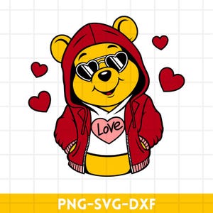 Winnie de Poeh Valentine SVG, Winnie Pooh Bee Mine SVG, Winnie Heart SVG, svg png dxf Cricut silhouet snijden-bestanden