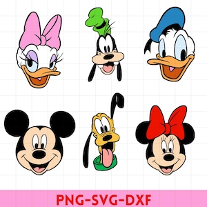 Mickey & Friends SVG Bundle, Disney Characters for Cricut Silhouette, Minnie, Goofy, Donald, Pluto Clipart, Instant Download