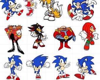 Sonic the Hedgehog SVG Bundle, Sonic Clipart Digital Download PNG, Sonic Cricut File, Sonic Printable Design, Sonic Sublimation