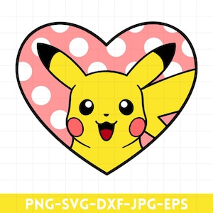 Pikachu SVG, Pokemon svg, High quality layered files, svg files for cricut, clip art, vector files, cartoon characters, Velentine's Day Love