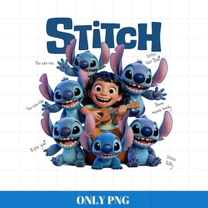 Lilo and Stitch digitale download PNG, schattige Stitch familie clipart, Ohana betekent familie sublimatie afdrukbaar Cricut bestand cartoon kunst