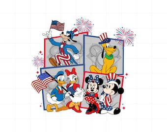 Patriottische Disney USA clipartbundel, Mickey Minnie 4 juli clipart, Independence Day digitale kunst, American Vibes Celebration, png PNGEgg