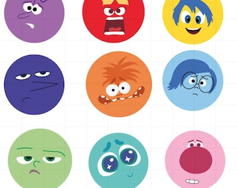 Inside Out 2 Svg Png Bundle, Pixar Emotion Faces Svg, Joy Sadness Anger Disgust Fear Clipart, Cricut Cutting Digital File