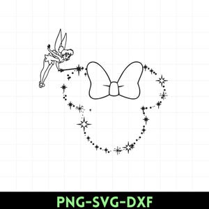 Tinkerbell Minnie Head SVG Kawaii SVG, Silhouette Vector Cut File