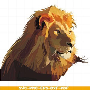 リアルなライオンのSVGクリップアート、野生動物のライオンの頭のデザイン、ジャングルの王PNG、野生動物のデジタルアート、サファリのクリカットファイル、印刷可能なライオン