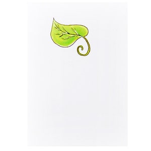 Handmade Miniature Greeting Card Green Leaf 3.75 x 2.75 Comes with A6 Envelope Birthday, Holiday or Mother's Day Card image 1