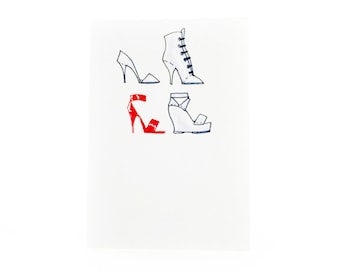 Handmade Miniature Greeting Card - Shoes - 3.75 x 2.75 - Comes with A6 Envelope - Birthday, Holiday or Mother's Day Card