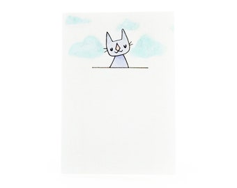 Handmade Miniature Greeting Card - Kitty - 3.75 x 2.75 - Comes with A6 Envelope - Birthday, Holiday or Mother's Day Card