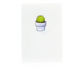 Handmade Miniature Greeting Card - Potted Cactus - 3.75 x 2.75 - Comes with A6 Envelope - Birthday, Holiday or Mother's Day Card