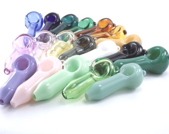 Full Color Glass Spoon Smoking Pipes - Made to Order - 22 COLORS! - Borosilicate Glass - Made in USA