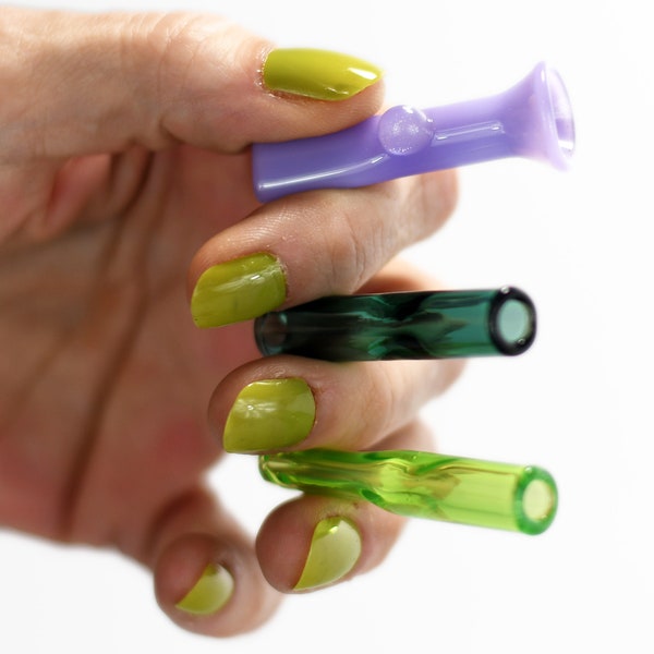 Farbige Glas Finger Saver Tips - 9 mm Chillum, Made to Order