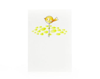 Handgemachte Miniatur-Grußkarte - Birdie - 3,75 x 2,75 - kommt mit A6 Umschlag - Geburtstag, Urlaub oder Muttertagskarte