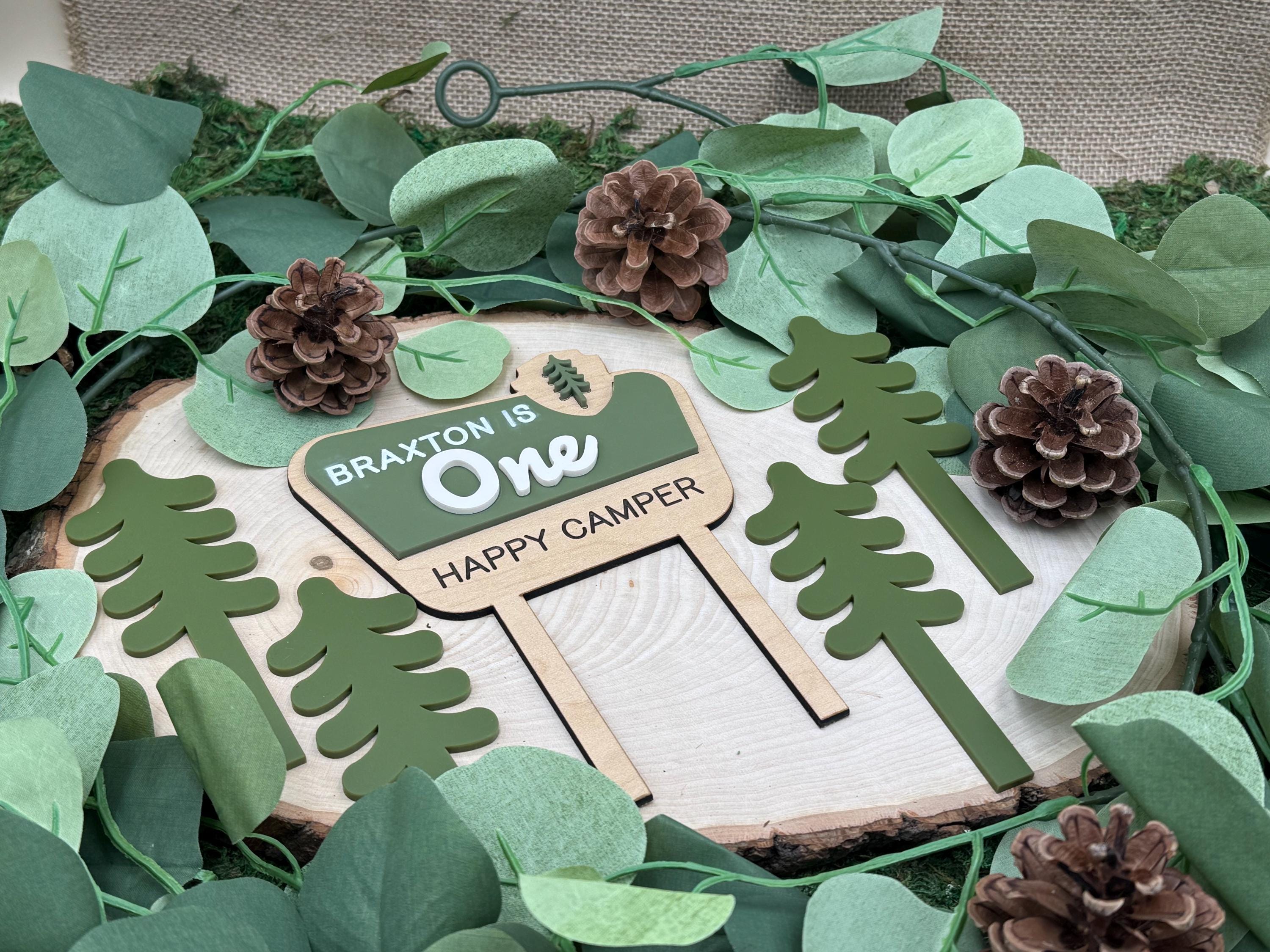 National Park Themed Cake Topper, First Birthday Cake Topper, One Happy Camper Cake Topper, National Park First Birthday,Camping Cake Topper
