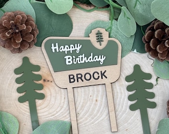 National Park Birthday Cake Topper, Birthday Cake Topper, Outdoor Cake Topper, National Park Birthday, Camping Cake Topper, Happy Camper