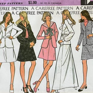 May include: Vintage McCall's 3487 sewing pattern for misses' jacket, skirt, and blouse. The pattern features illustrations of the designs, with text including the size, price, and brand name.