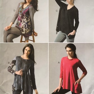 UNCUTパターン Butterick 5925 - キャサリン・ティルトン シャークバイト トップス - カラーブロック＆ネックオプション - サイズ XS (4 - 6)、S (8 - 10)、M (12 - 14)