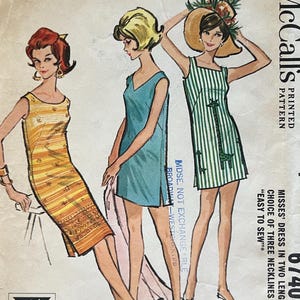 May include: Vintage McCall's Quickie Pattern 6740 for Misses' dresses. The illustration shows three dresses with different necklines. The pattern is marked "Easy to Sew" and "Recommended for Beginners."