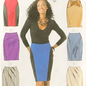 UNCUT Pattern Butterick 5566 - Slim Skirt, 5 Options - Hourglass Panel, Faux Wrap, Bandage Waist Yoke - Sizes 6, 8, 10, 12