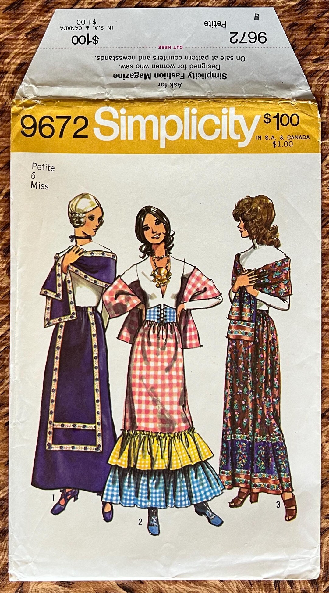 UNCUT 1970s Pattern Simplicity 9672 - 3 Maxi Skirts, Front-lacing Belt ...
