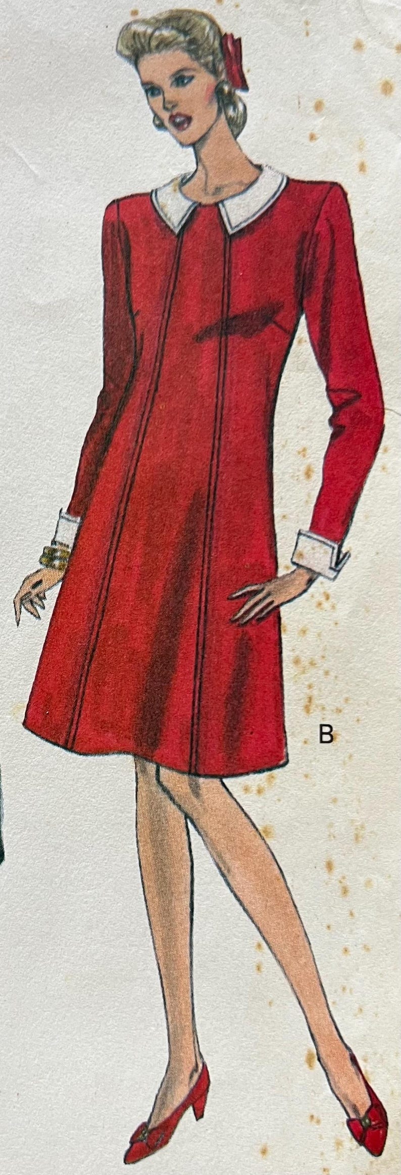 UNCUT Pattern Vogue 8167 - Flared A-line Dress - Contrast Collar ...
