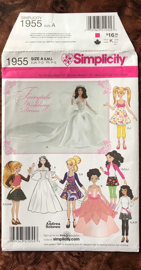 NEW Six Outfits McCalls Pattern # 3138-11-1//2/" Fashion Doll Barbie Clothes