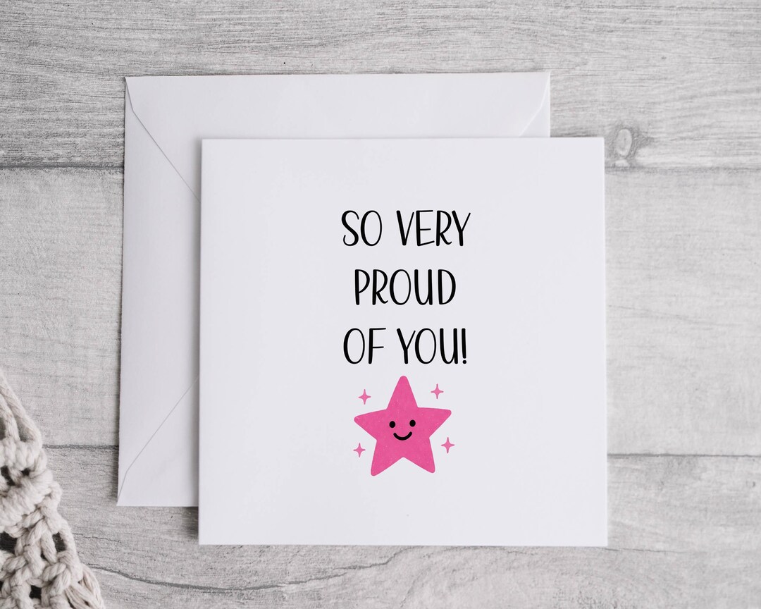 So Very Proud of You Card - Pink Star Design - New Job - Graduation ...