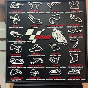 Mapa toru MotoGP na ścianę | Układy torów | Wyścigi motocyklowe Wystrój domu | Prezent dla fana MotoGP